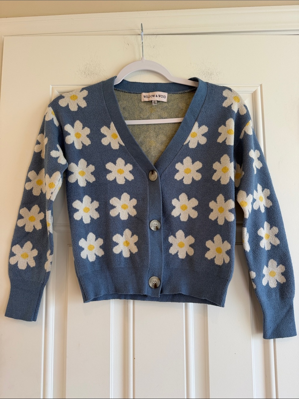 Willow & Wind Blue Daisy Knit Cardigan XS